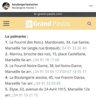 Concours Meilleur Gâteaux des Rois 2017 Boulangerie Aixoise Marseille